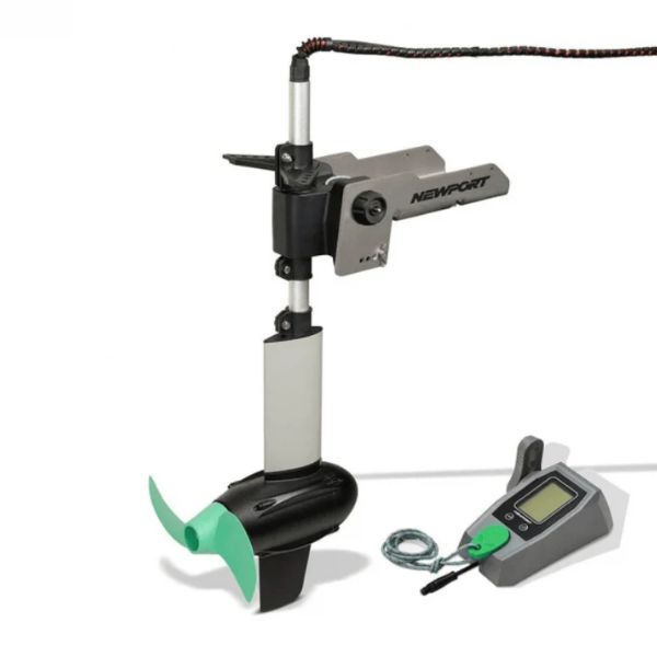 Electric motor mount setup on a fishing kayak